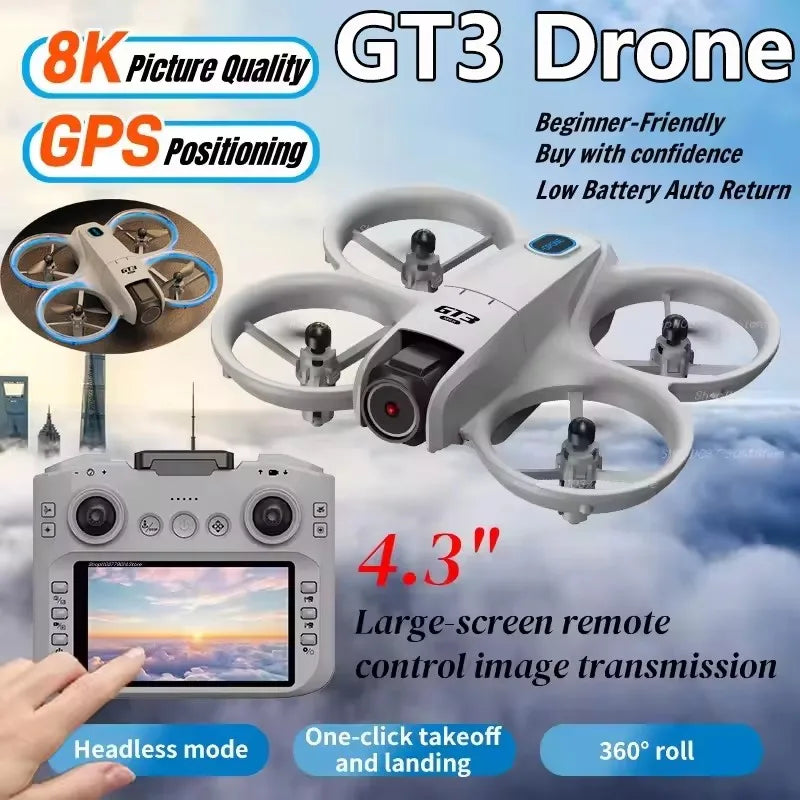 GT3 Max Mini Drone 8K Profesjonalny podwójny aparat Tryb bezgłowicowy Unikanie przeszkód WiFi FPV Dron 360° Flip Quadcopter Zabawki dla dzieci
