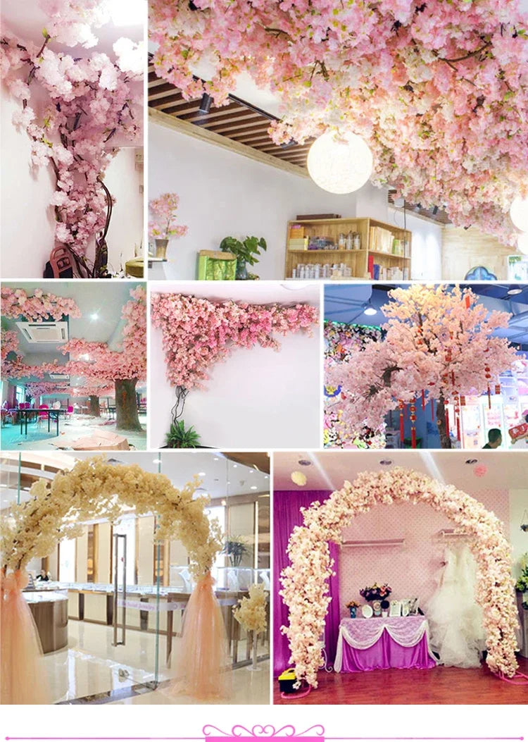 5 sztuk sztucznych gałęzi wiśniowych Sakura z jedwabiu DIY .Domowa dekoracja salonu
