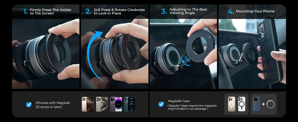 Magnetyczny uchwyt samochodowy z przyssawką do Magsafe 360° Regulowany magnetyczny uchwyt samochodowy do telefonu Składany uchwyt samochodowy wielkości kieszeni