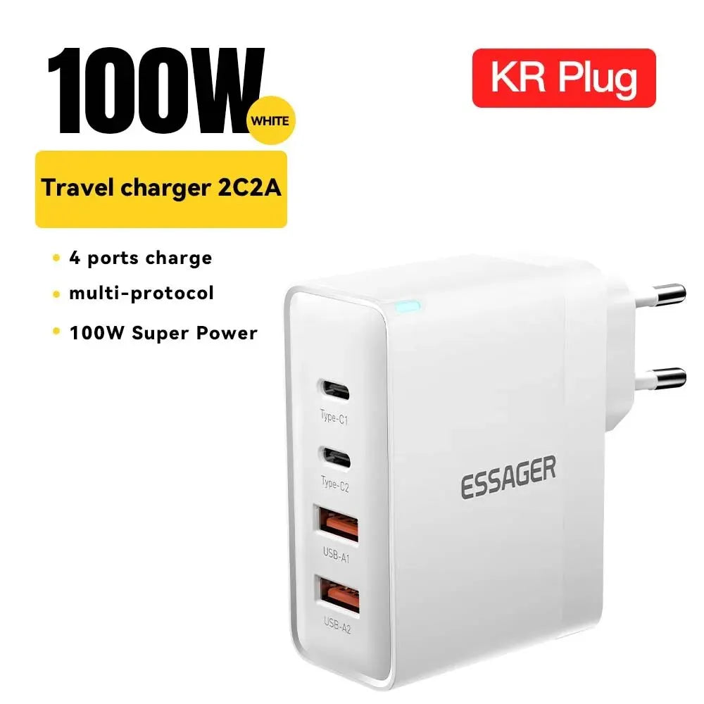 Nabíjačka Essager 100W GaN USB typu C PD QC Quick Charge 4.0 3.0 typu C rýchle nabíjanie pre iPhone 14 13 12 Xiaomi Macbook