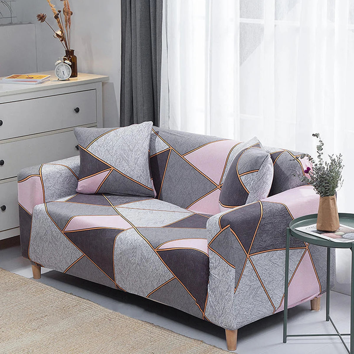 Pokrowce na sofę do salonu na  1/2/3/4-osobową Geometryczne pokrowce na sofę