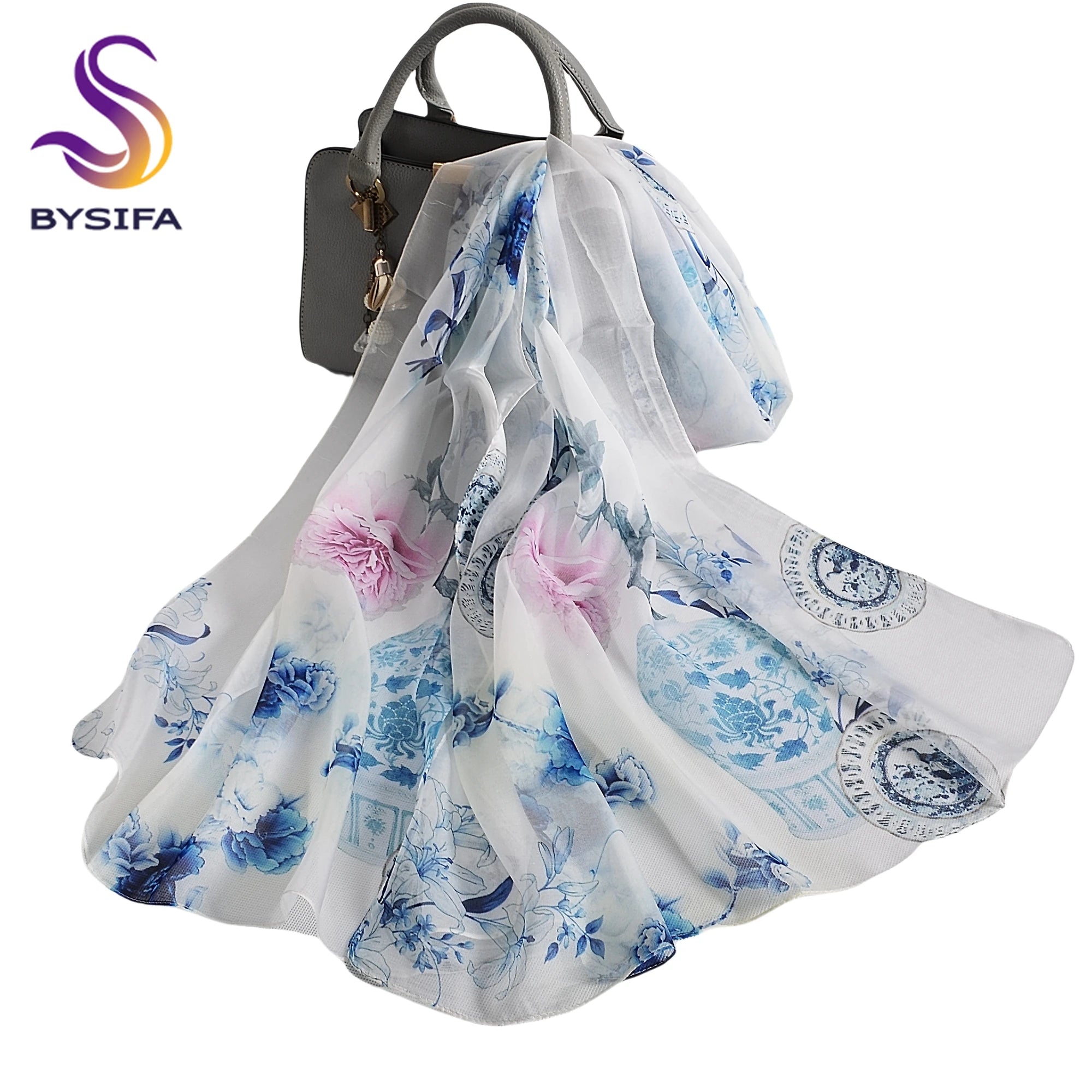 Wiosenny, jesienny, fioletowo-różowy, długi jedwabny.