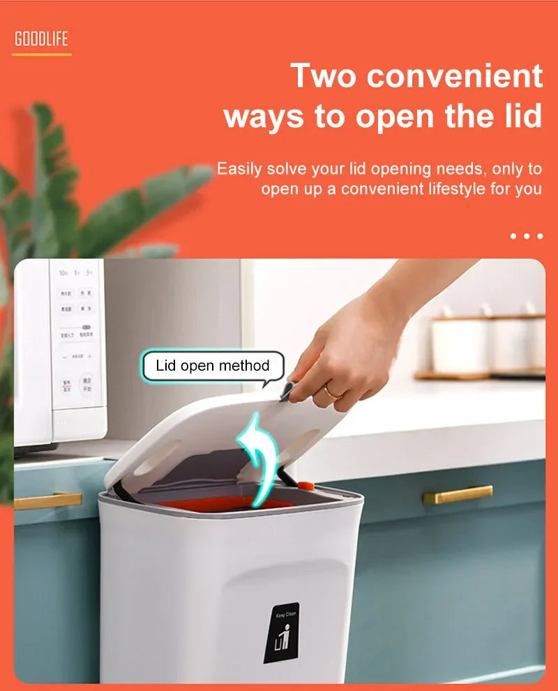 Nástenný odpadkový kôš Odpadkový kôš z kuchyne Odpadkový kôš z kúpeľne s vekom