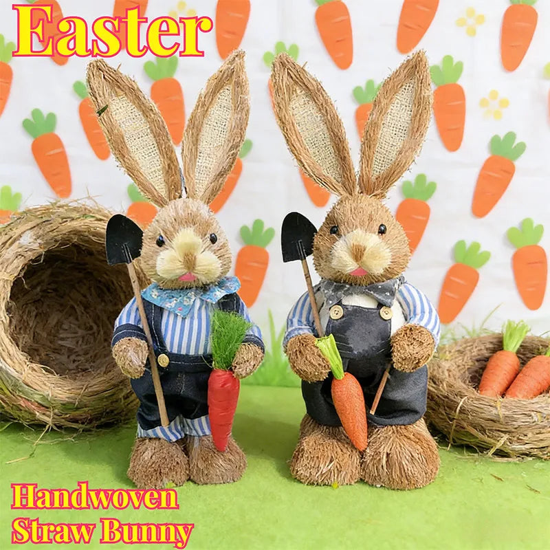 Urocza figurka królika z wikliny o wysokości 35 cm, ręcznie wykonana dekoracja ogrodowa.