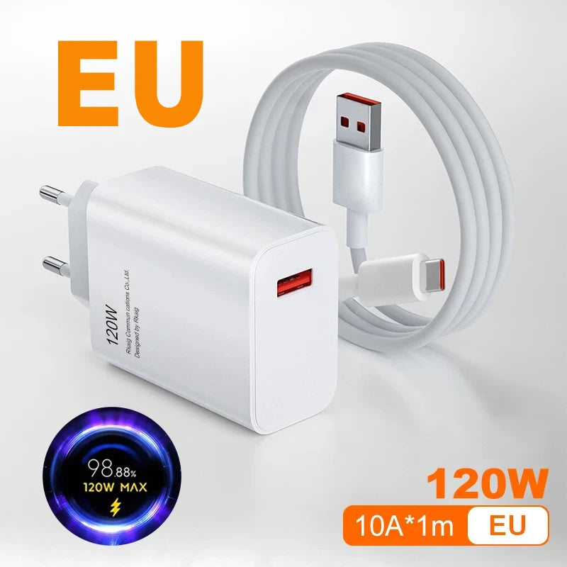 Originálny Turbo Fast Charge 120W EU/US Hypercharge adaptér pre Xiaomi Redmi Note.