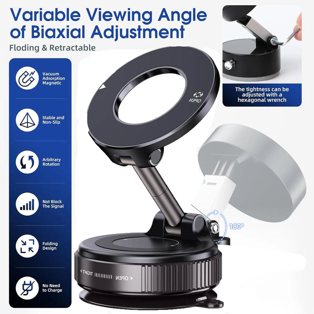 Magnetyczny uchwyt samochodowy z przyssawką do Magsafe 360° Regulowany magnetyczny uchwyt samochodowy do telefonu Składany uchwyt samochodowy wielkości kieszeni