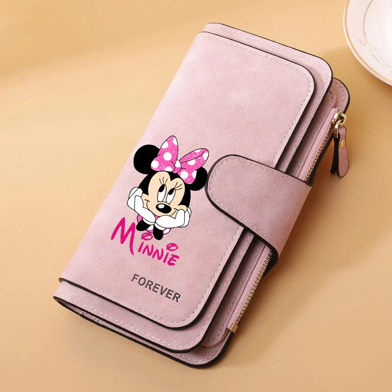 Portfel damski z długim zamkiem błyskawicznym i klamrą, skóra