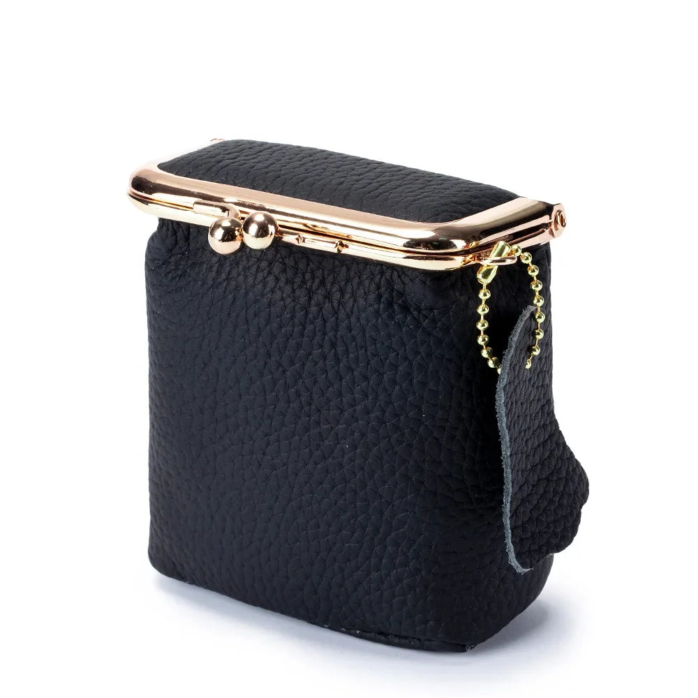 Portmonetka damska ,  z prawdziwej skóry ,mini portfel z klamrą.