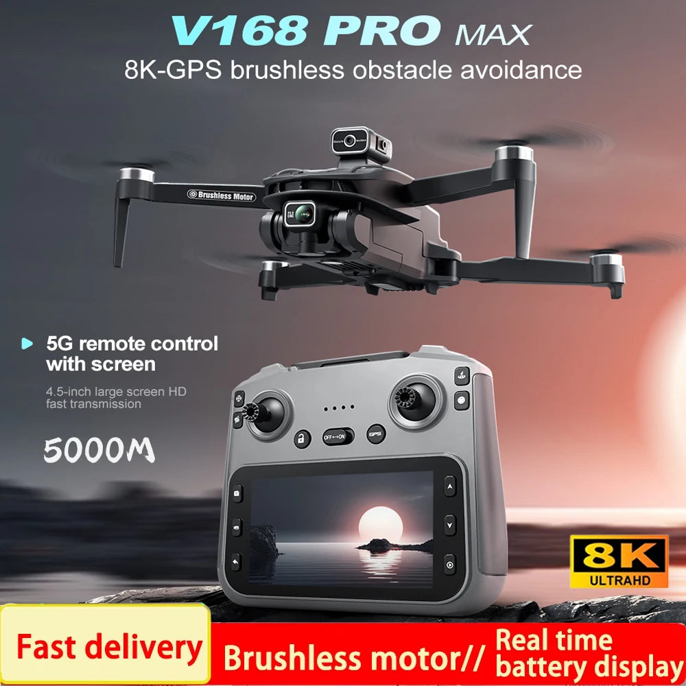 Pro MAX Dron GPS 8K Profesjonalna kamera HD 5G WIFI FPV 360° Unikanie przeszkód Bezszczotkowy Duży ekran.