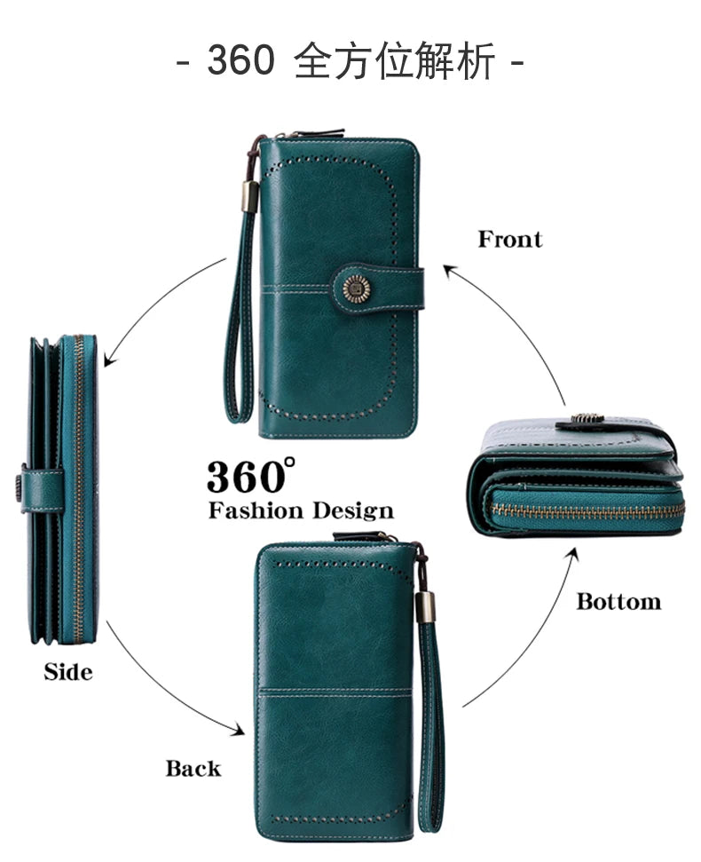 Wysokiej jakości portfel skórzany z zabezpieczeniem RFID.