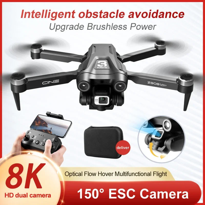 Z908 Pro /MAX Drone 8K Podwójna kamera ESC Profesjonalne kamery Dron Optyczne pozycjonowanie przepływu Unikanie przeszkód Quadcopter