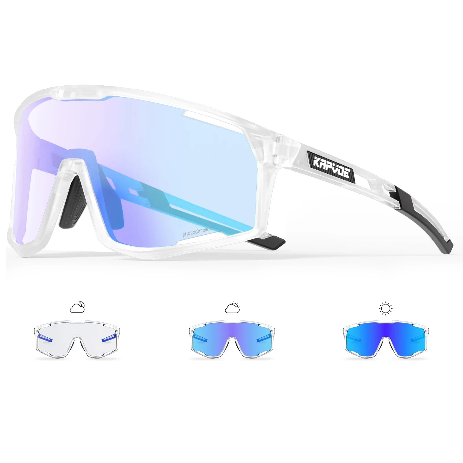 Okulary rowerowe KAPVOE fotochromowe UV400. Szosowe.