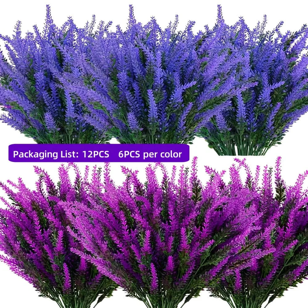 12 sztuk sztucznych kwiatów lawendy – realistyczne kwiaty z tworzywa sztucznego do domu, ogrodu.