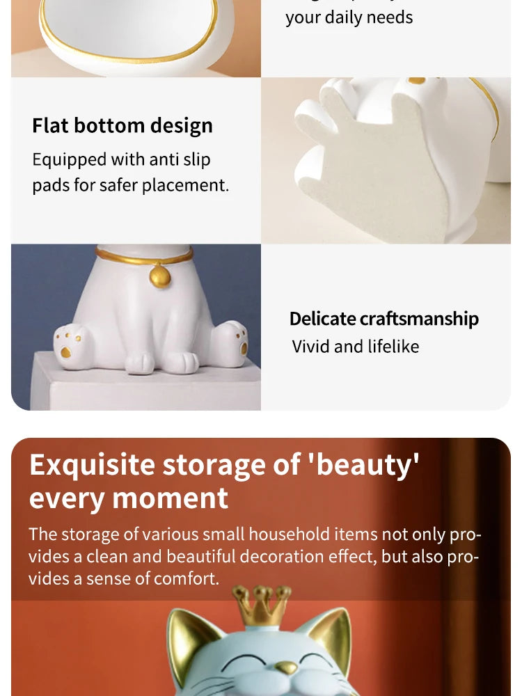 Fortune Crown Big Mouth Cat – lekka, luksusowa rzeźba na prezent.