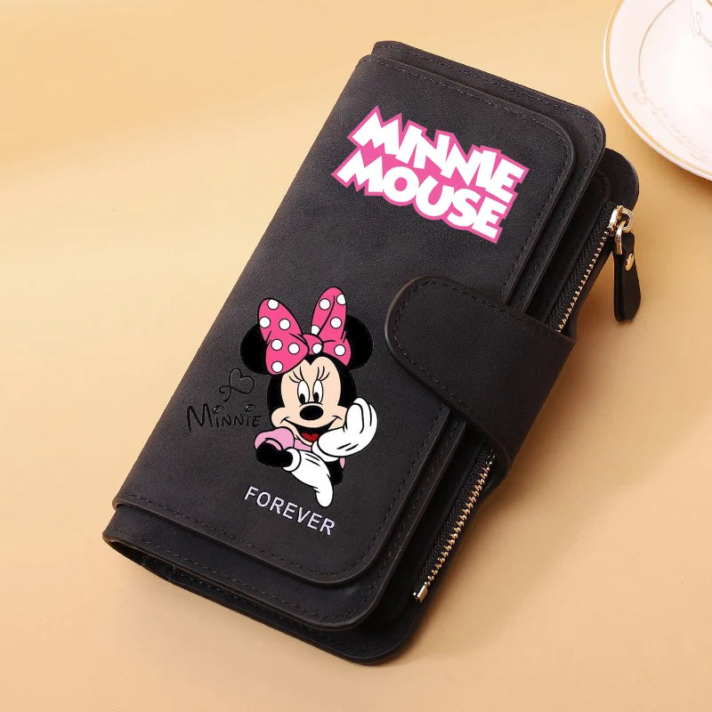 Portfel damski z długim zamkiem błyskawicznym i klamrą, skóra