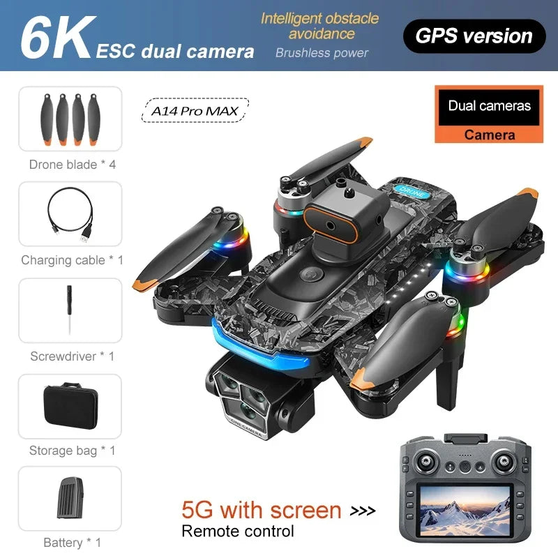 Max Drone 8K HD Trzy kamery GPS Bezszczotkowy napęd Optyczny system unikania przeszkód Duży ekran 4,5 cala