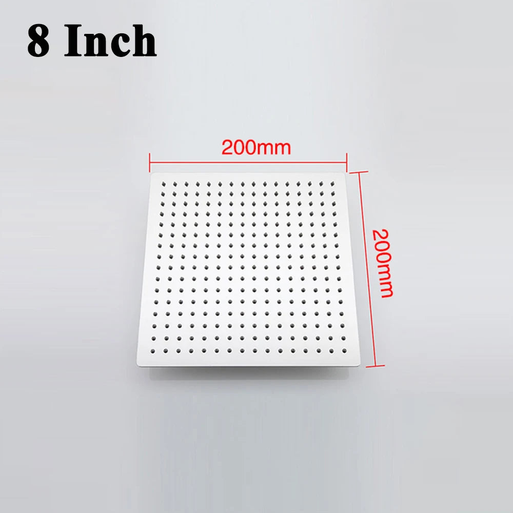 Štvorcová sprchová hlavica z nehrdzavejúcej ocele