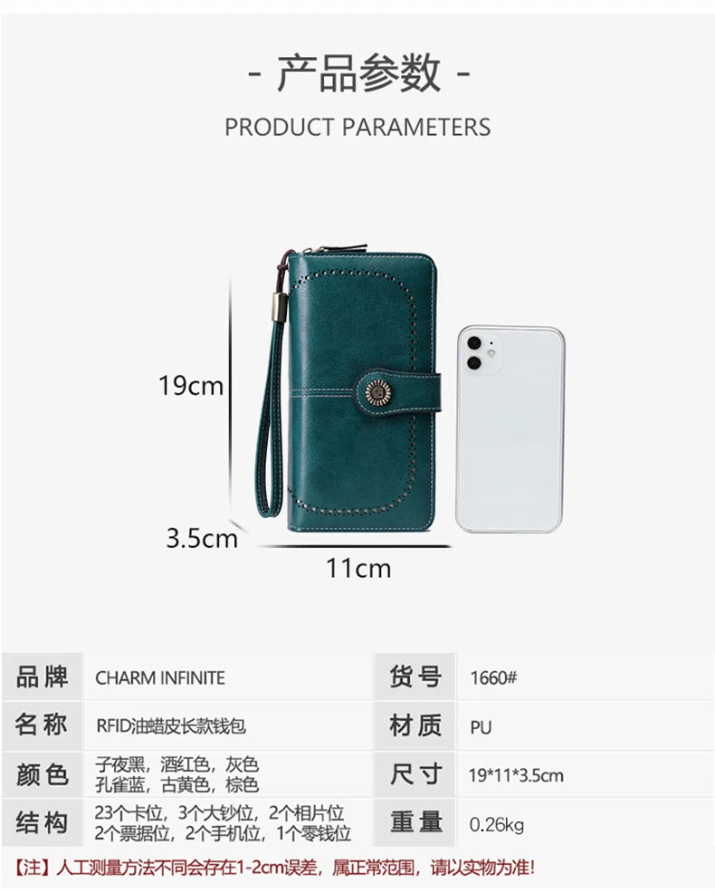 Wysokiej jakości portfel skórzany z zabezpieczeniem RFID.