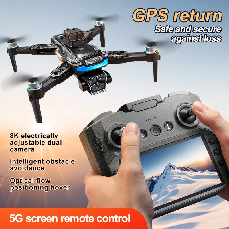 Max Drone 8K HD Trzy kamery GPS Bezszczotkowy napęd Optyczny system unikania przeszkód Duży ekran 4,5 cala