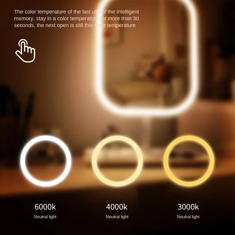 Designerskie lusterko kosmetyczne Trzy kolory LED Lusterko do makijażu