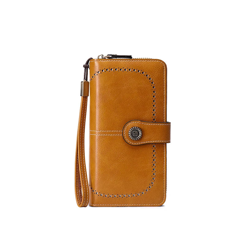 Wysokiej jakości portfel skórzany z zabezpieczeniem RFID.