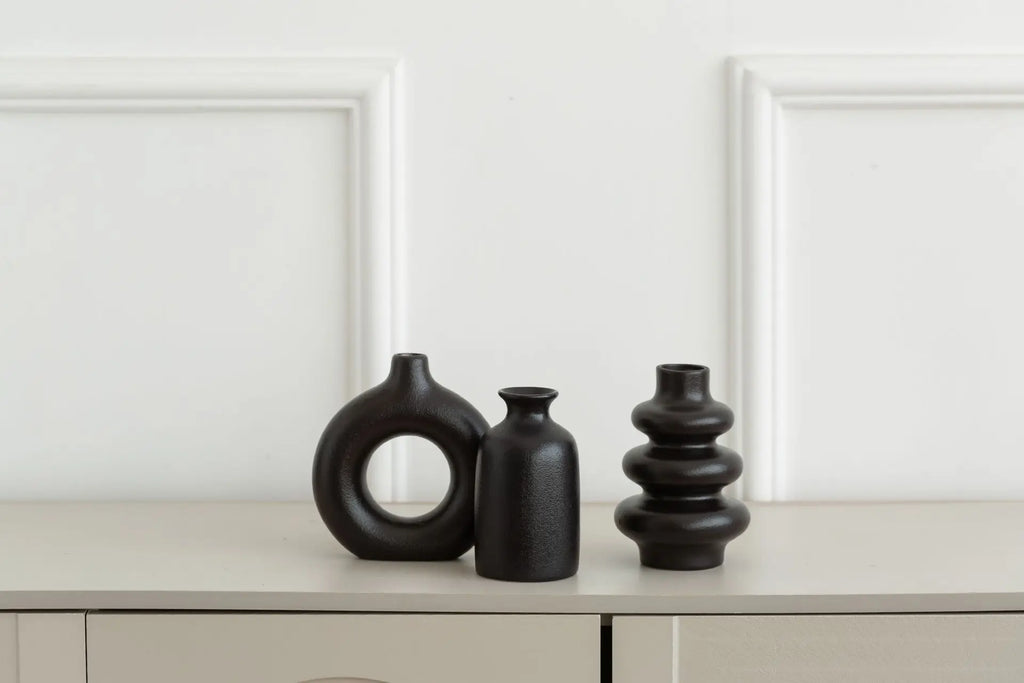Zestaw 3 białych ceramicznych wazonów w stylu bohemy, kreatywne ozdoby do domu, do salonu i sypialni