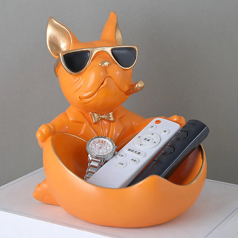 Rzeźba z żywicy przedstawiająca buldoga francuskiego, statuetka psa,skarbonka, dekoracja do domu