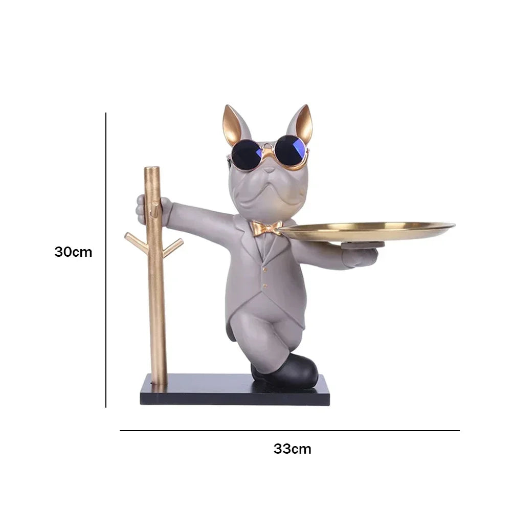 Rzeźba buldoga francuskiego figurka dekoracyjna tacka ,skarbonka na monety.