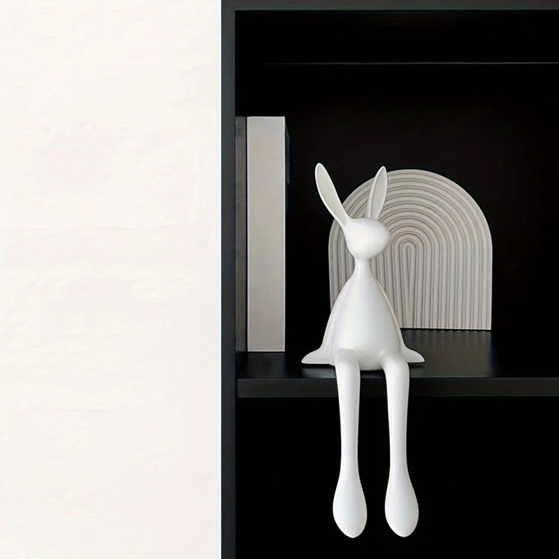 Figurki siedzących królików, urocze figurki królików na biurko Rzeźby sztuki współczesnej do domu.