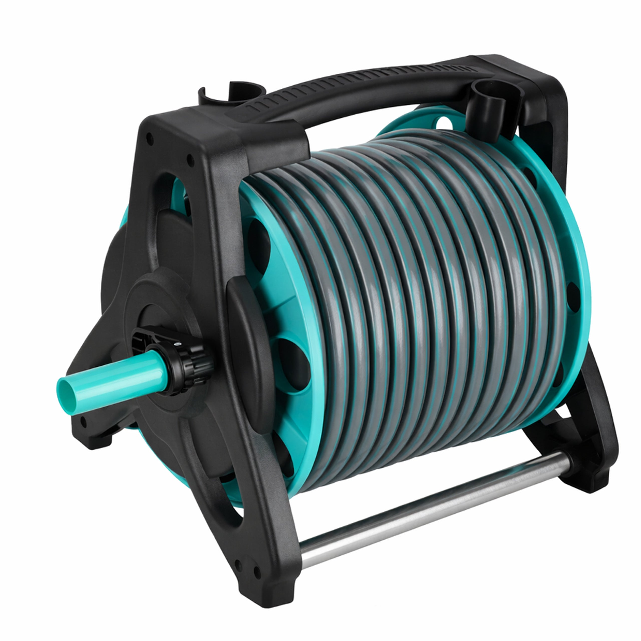 Wąż ogrodowy na bębnie stojaku LUARO pistolet zraszacz zwijacz 30m