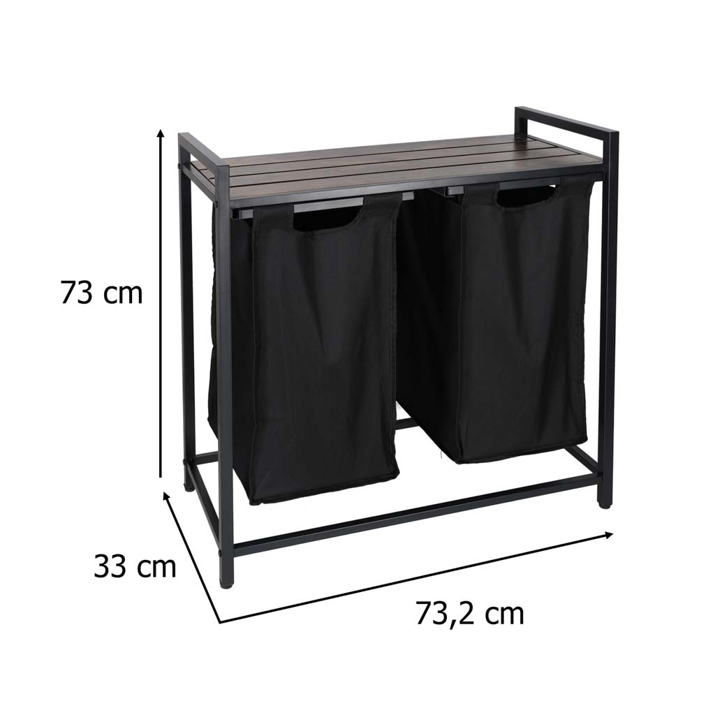 Kôš na bielizeň, 2 priehradky, s policou, vrchný, podkrovný kontajner, 80 l