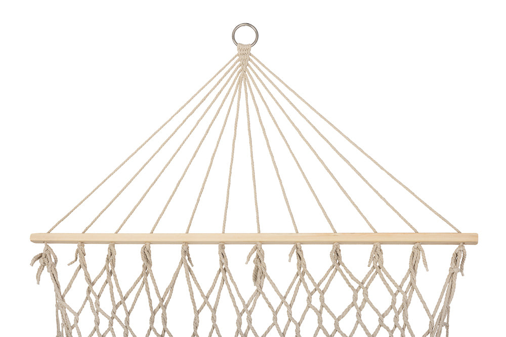 Hamak ogrodowy brazylijski boho siatka frędzle 200cm 150kg Ecru