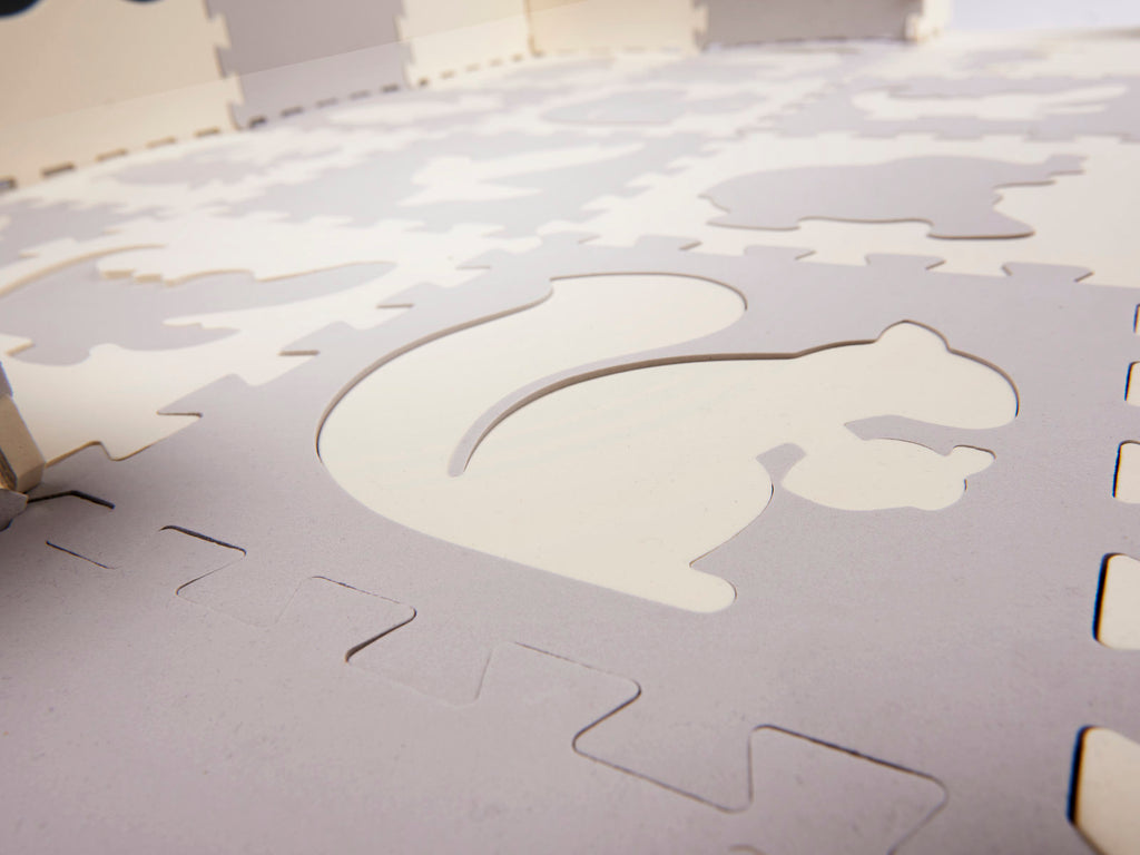 Vzdelávacia podložka z penovej hmoty, sivo-ecru, 36 dielikov, 150x150cm