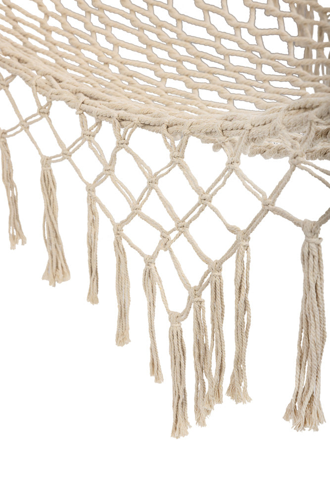 Hamak ogrodowy brazylijski boho siatka frędzle 200cm 150kg Ecru