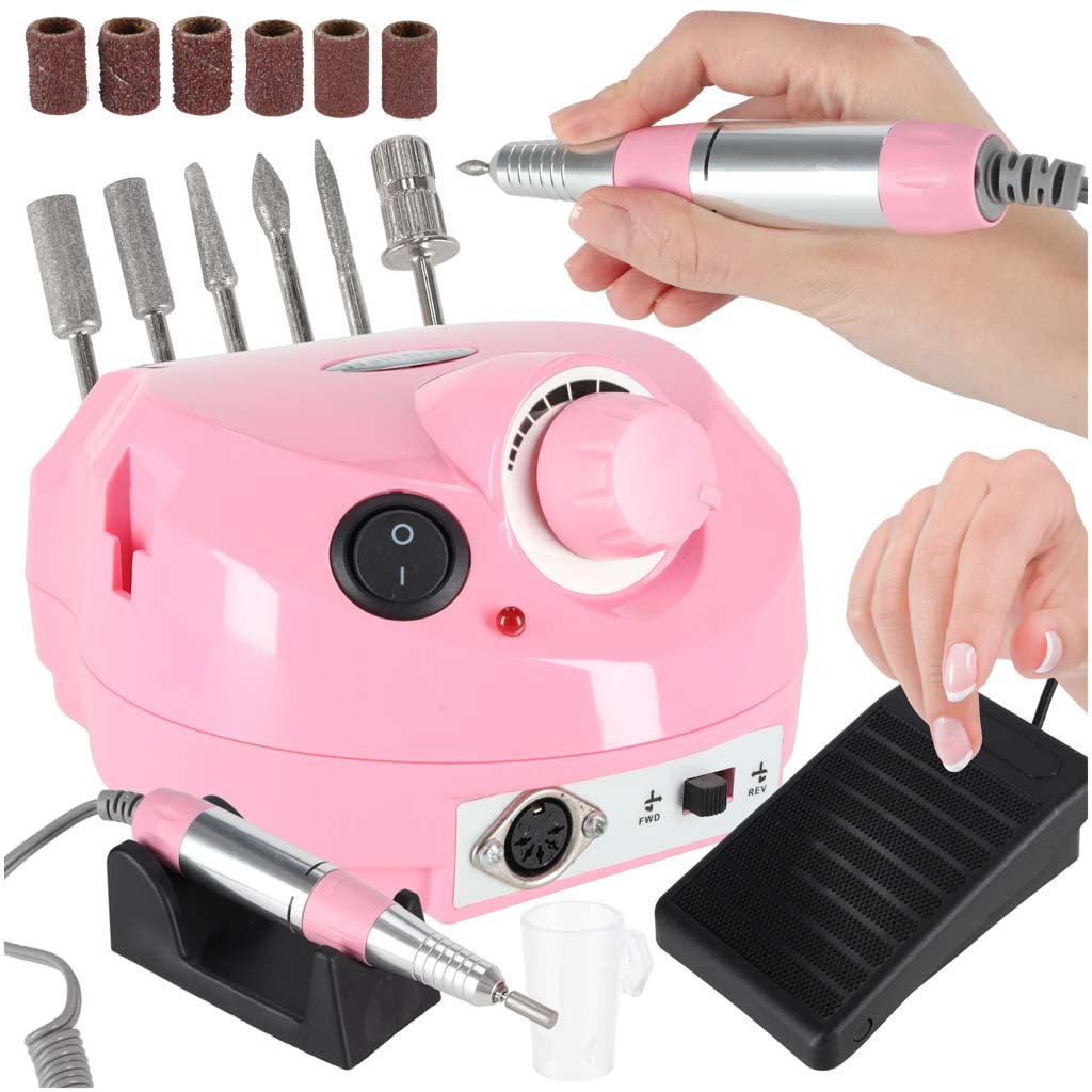 Frezarka do paznokci elektryczna 65W manicure pedicure 6 końcówek frezy
