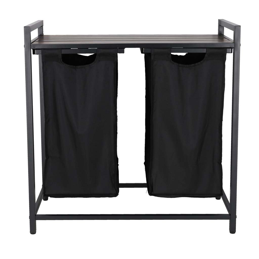 Kosz na pranie bieliznę 2 komory z półką blatem pojemnik loft 80l